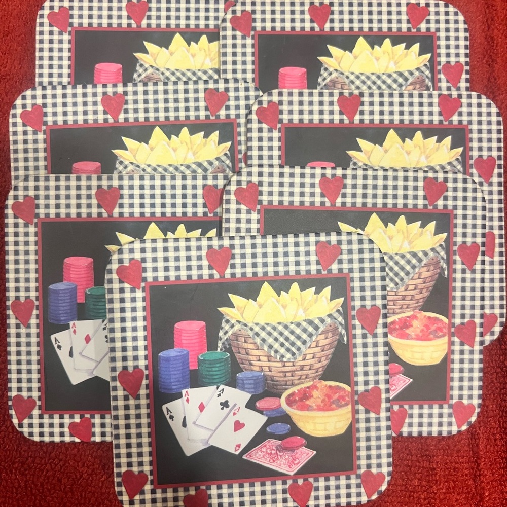 Poker Night Coasters Set - Red and Black longaberger